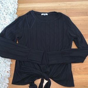 LNA ribbed long sleeve with tie and cutout